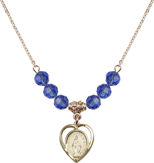 14kt Gold Filled Miraculous Birthstone Necklace with Sapphire Beads - 4125