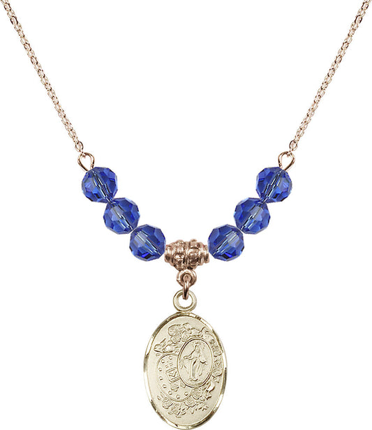 14kt Gold Filled Miraculous Birthstone Necklace with Sapphire Beads - 5682