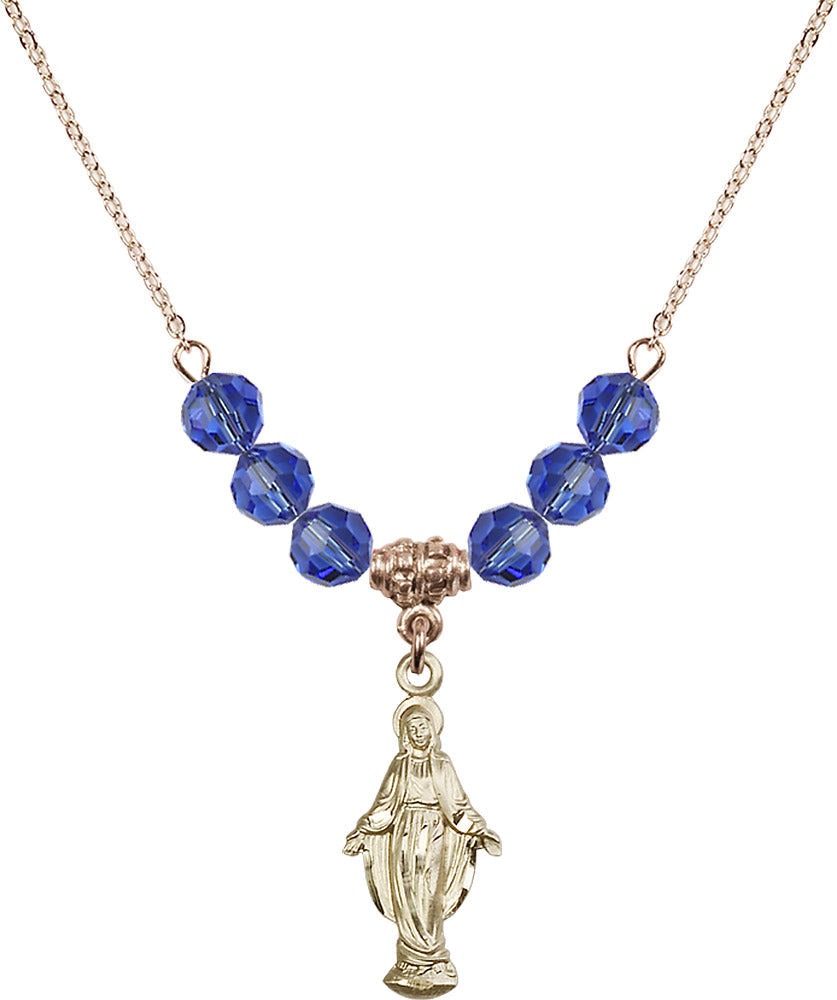 14kt Gold Filled Miraculous Birthstone Necklace with Sapphire Beads - 5900