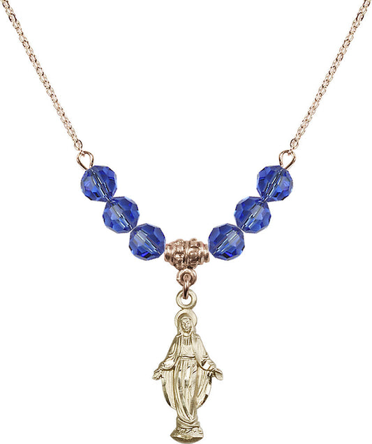 14kt Gold Filled Miraculous Birthstone Necklace with Sapphire Beads - 5900