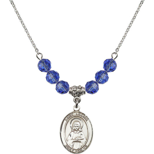 Sterling Silver Saint Lillian Birthstone Necklace with Sapphire Beads - 8226