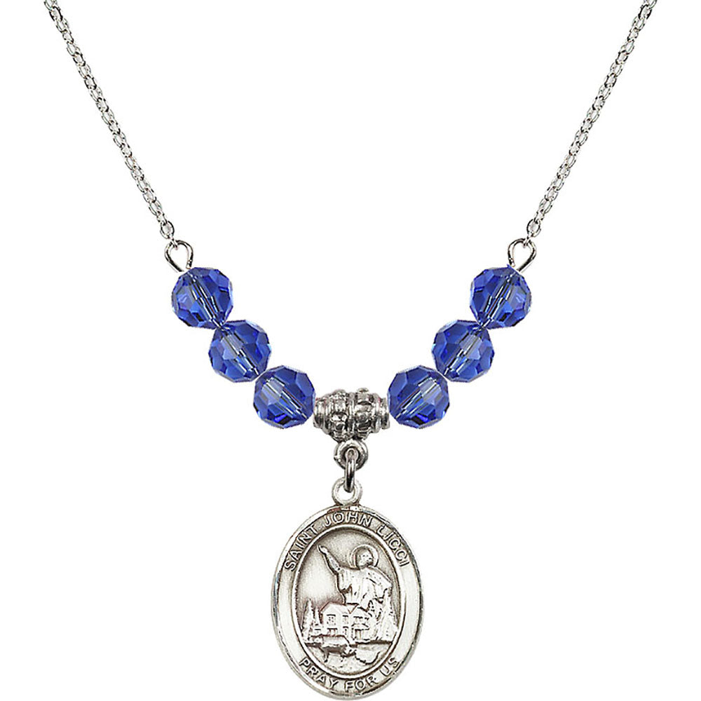 Sterling Silver Saint John Licci Birthstone Necklace with Sapphire Beads - 8358