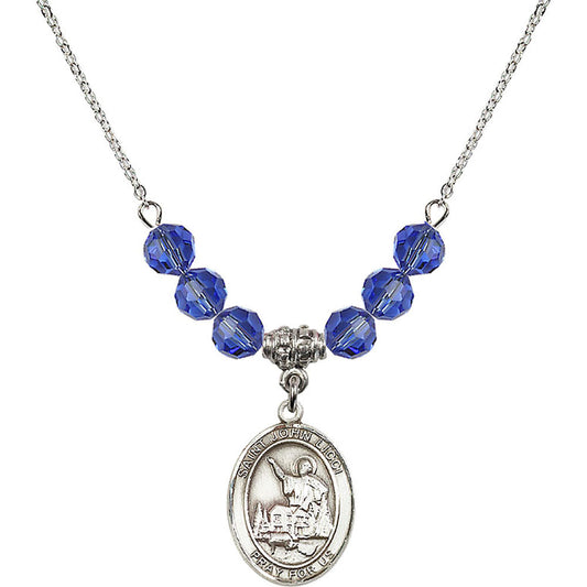 Sterling Silver Saint John Licci Birthstone Necklace with Sapphire Beads - 8358