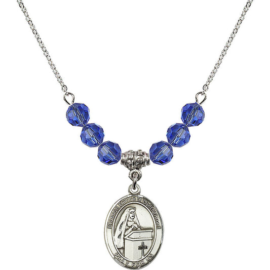 Sterling Silver Blessed Emilee Doultremont Birthstone Necklace with Sapphire Beads - 8390