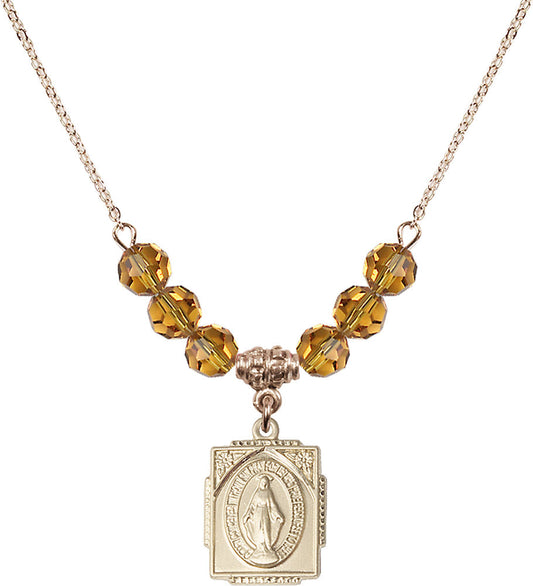 14kt Gold Filled Miraculous Birthstone Necklace with Topaz Beads - 0804
