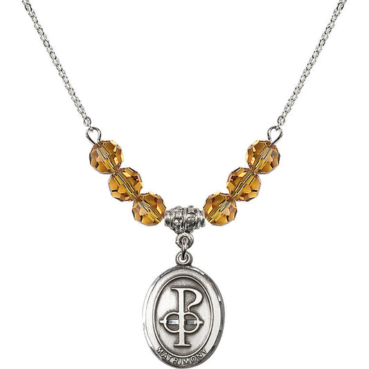 Sterling Silver Matrimony Birthstone Necklace with Topaz Beads - 0869