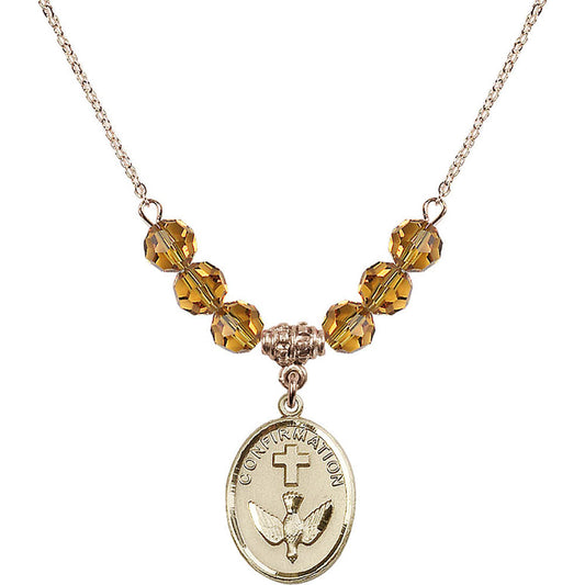 14kt Gold Filled Confirmation Birthstone Necklace with Topaz Beads - 0873