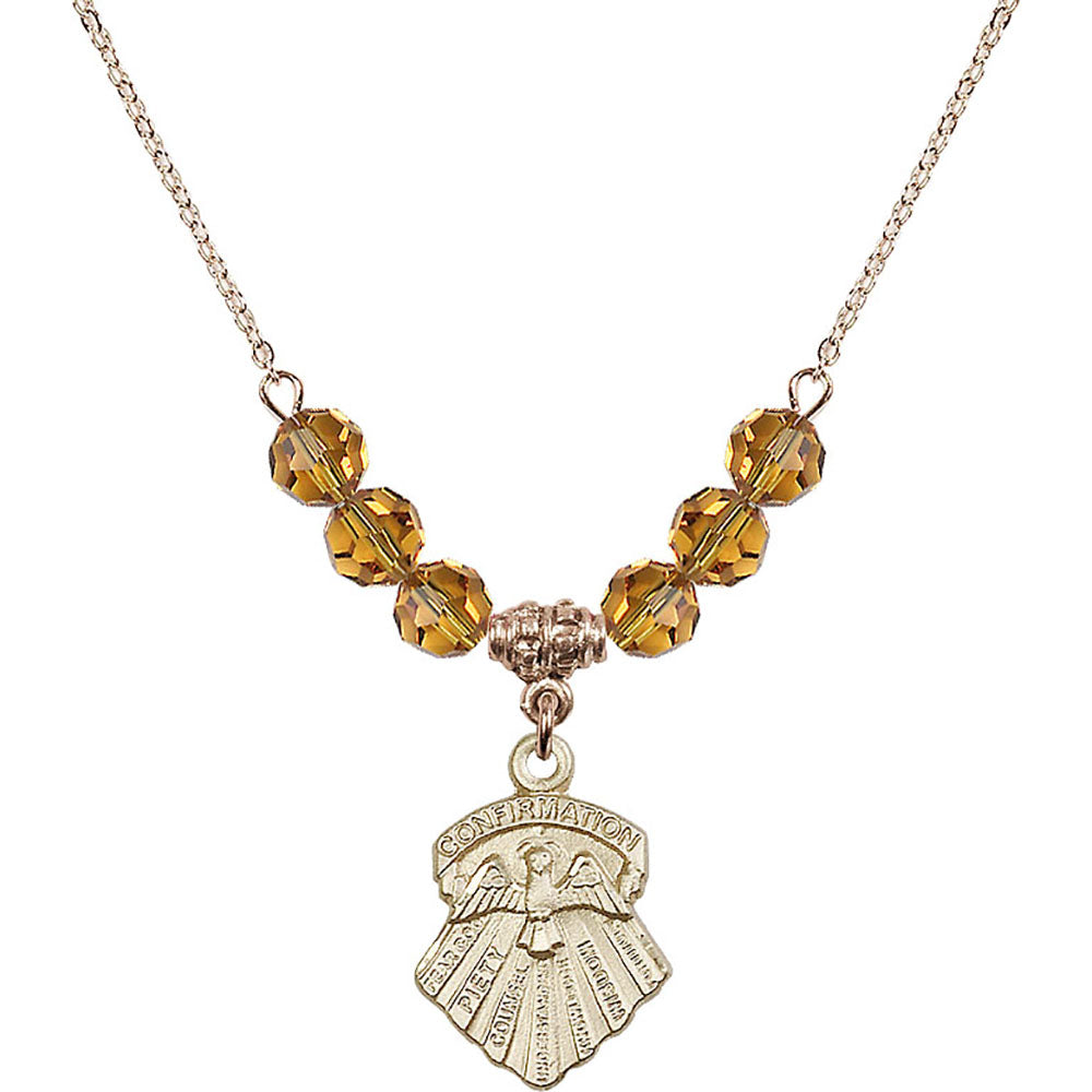 14kt Gold Filled Seven Gifts Birthstone Necklace with Topaz Beads - 0886