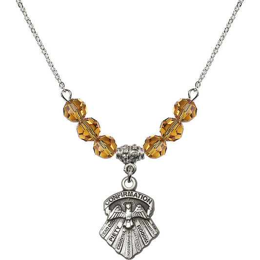 Sterling Silver Seven Gifts Birthstone Necklace with Topaz Beads - 0886