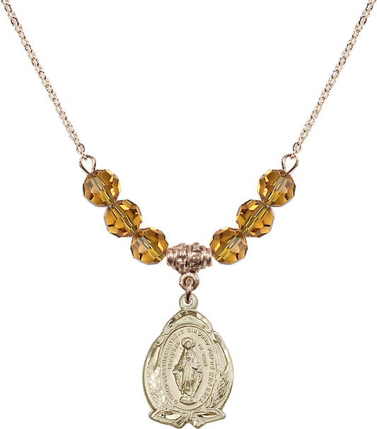 14kt Gold Filled Miraculous Birthstone Necklace with Topaz Beads - 1481