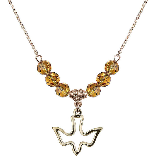 14kt Gold Filled Holy Spirit Birthstone Necklace with Topaz Beads - 1510