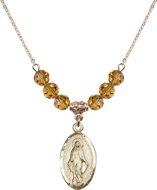 14kt Gold Filled Miraculous Birthstone Necklace with Topaz Beads - 1615