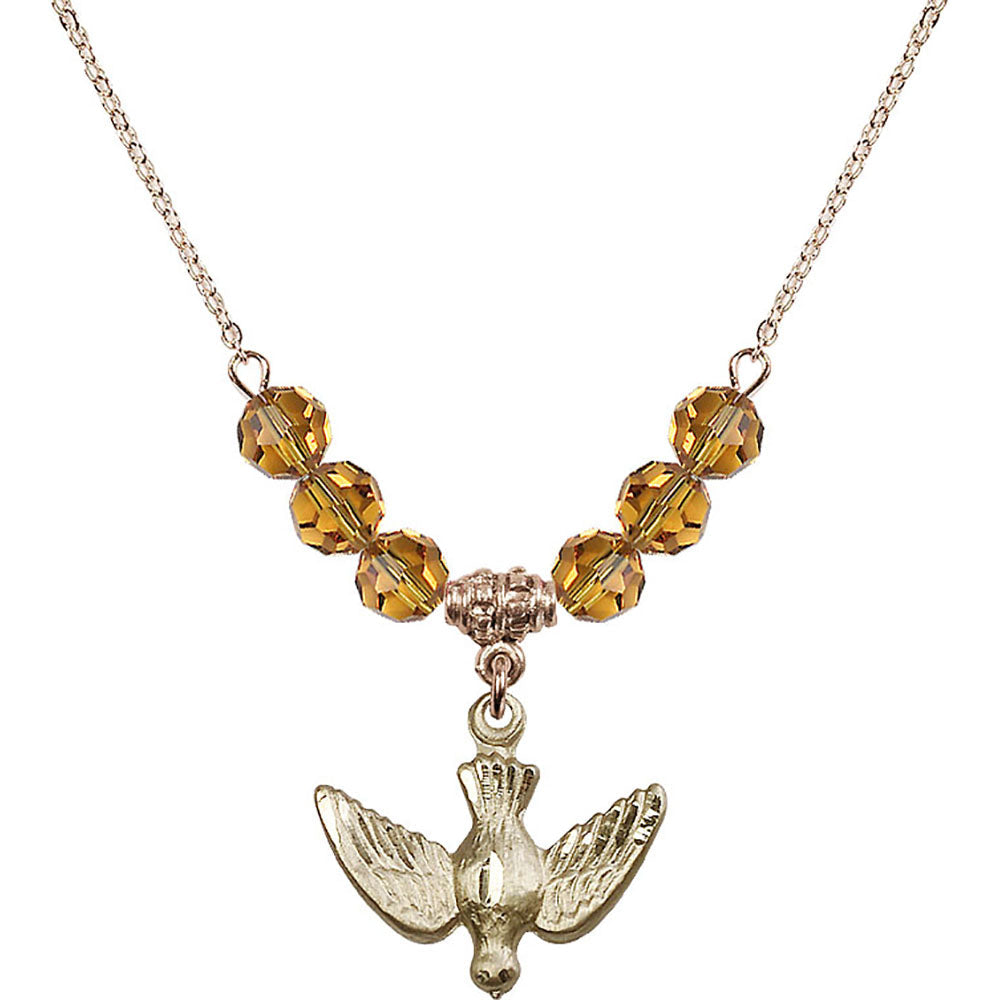 14kt Gold Filled Holy Spirit Birthstone Necklace with Topaz Beads - 1628