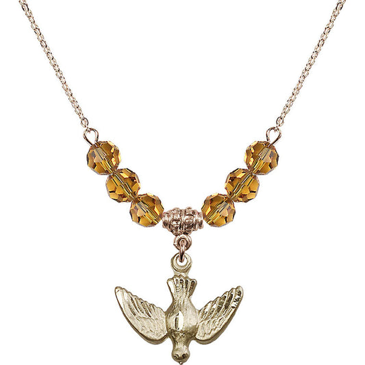 14kt Gold Filled Holy Spirit Birthstone Necklace with Topaz Beads - 1628