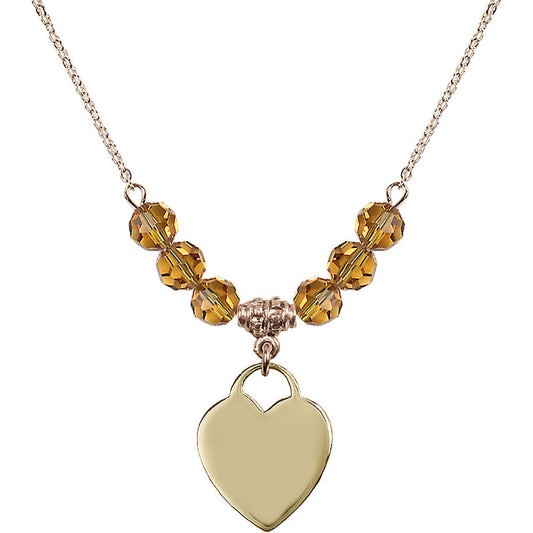 14kt Gold Filled Heart Birthstone Necklace with Topaz Beads - 3200