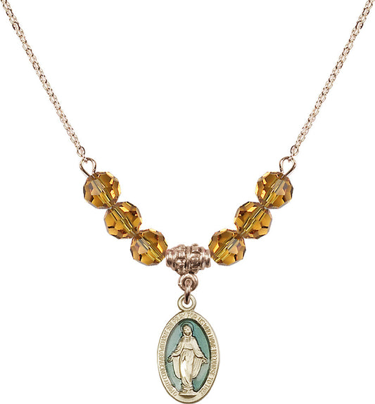 14kt Gold Filled Miraculous Birthstone Necklace with Topaz Beads - 4122