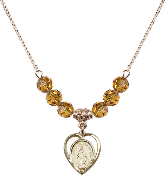 14kt Gold Filled Miraculous Birthstone Necklace with Topaz Beads - 4125