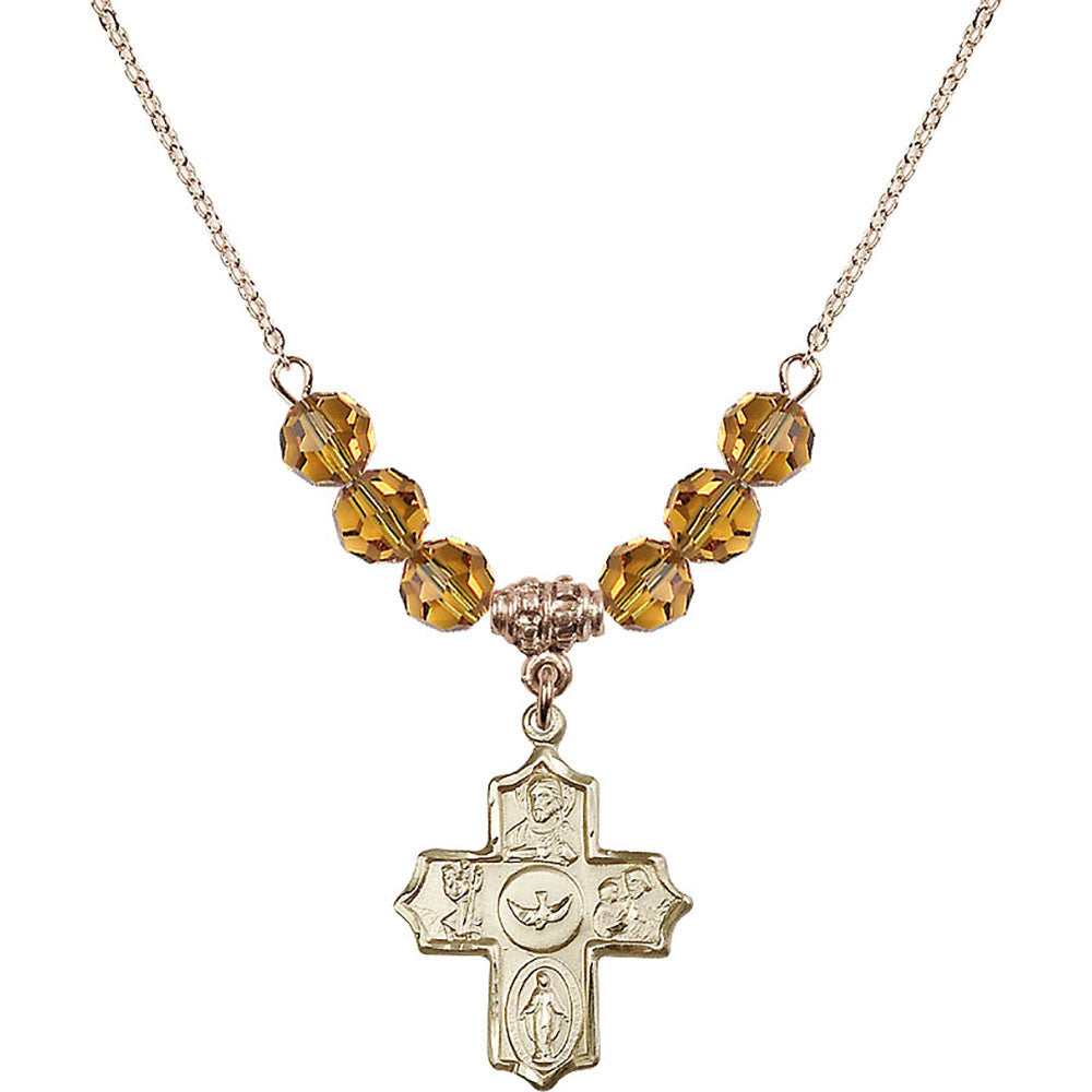 14kt Gold Filled 5-Way Birthstone Necklace with Topaz Beads - 4255