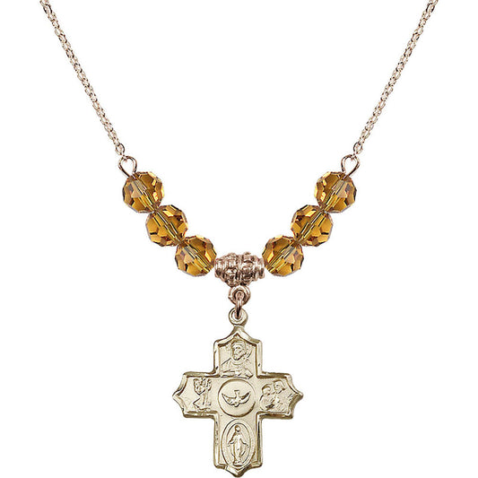 14kt Gold Filled 5-Way Birthstone Necklace with Topaz Beads - 4255