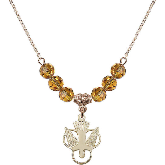 14kt Gold Filled Holy Spirit Birthstone Necklace with Topaz Beads - 5430