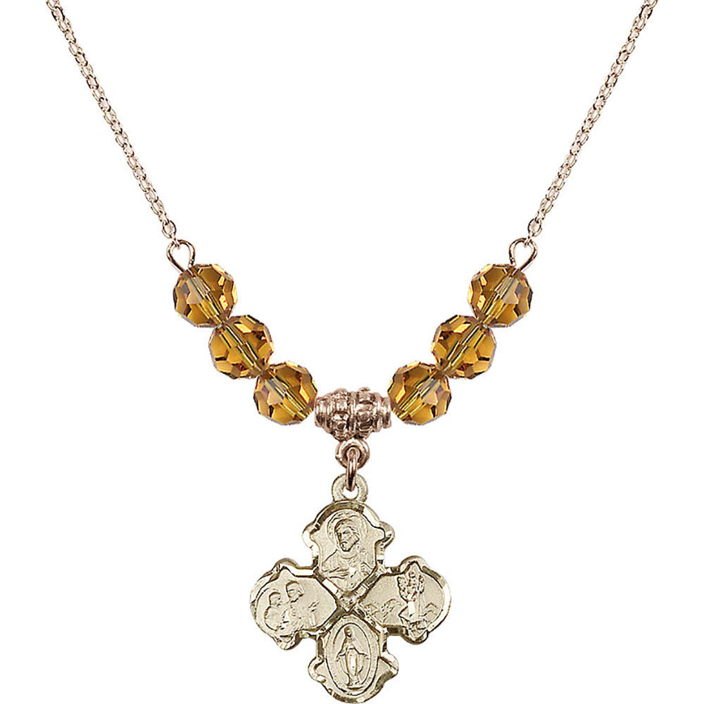 14kt Gold Filled 4-Way Birthstone Necklace with Topaz Beads - 5441