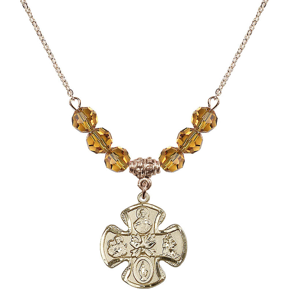 14kt Gold Filled 5-Way Birthstone Necklace with Topaz Beads - 5443