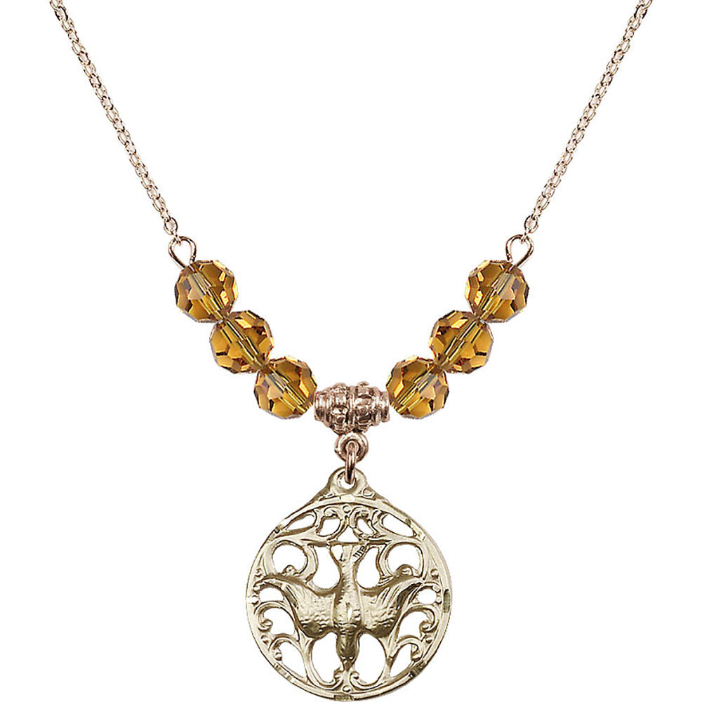 14kt Gold Filled Holy Spirit Birthstone Necklace with Topaz Beads - 5655