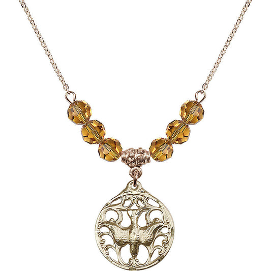 14kt Gold Filled Holy Spirit Birthstone Necklace with Topaz Beads - 5655