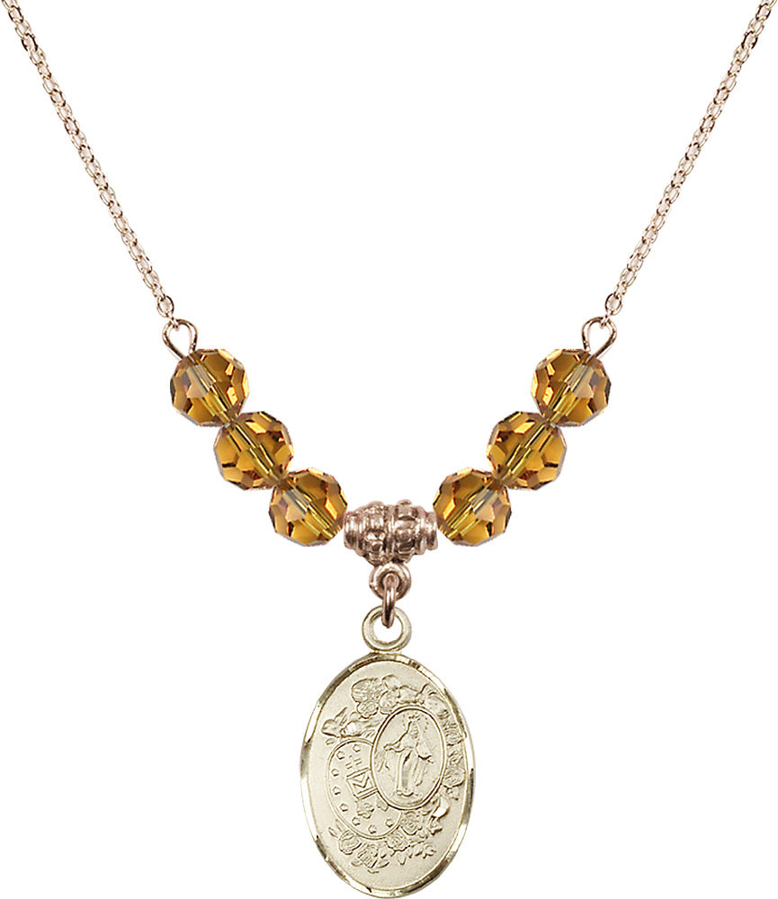 14kt Gold Filled Miraculous Birthstone Necklace with Topaz Beads - 5682