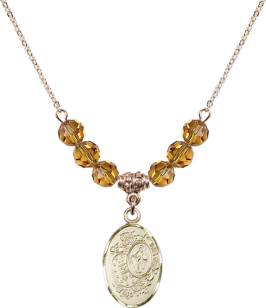 14kt Gold Filled Miraculous Birthstone Necklace with Topaz Beads - 5682