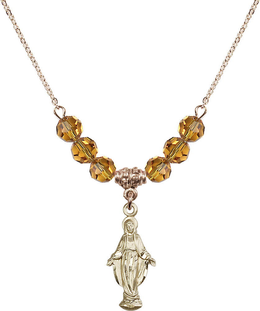 14kt Gold Filled Miraculous Birthstone Necklace with Topaz Beads - 5900