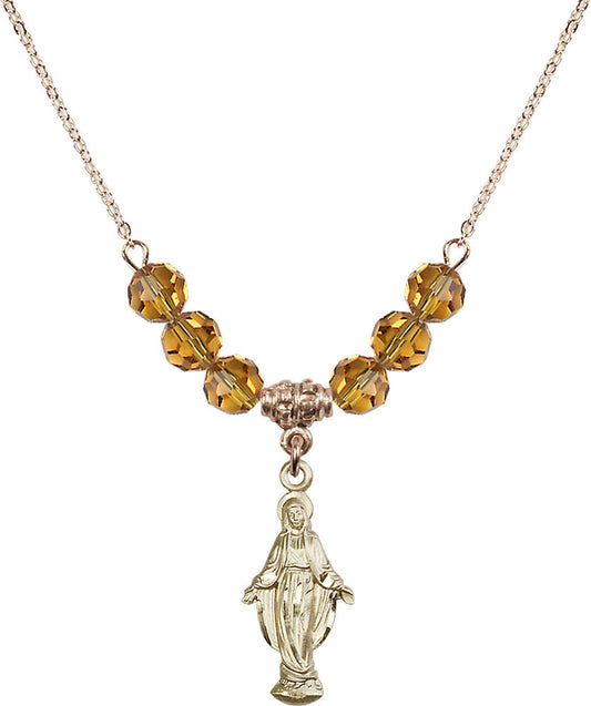 14kt Gold Filled Miraculous Birthstone Necklace with Topaz Beads - 5900