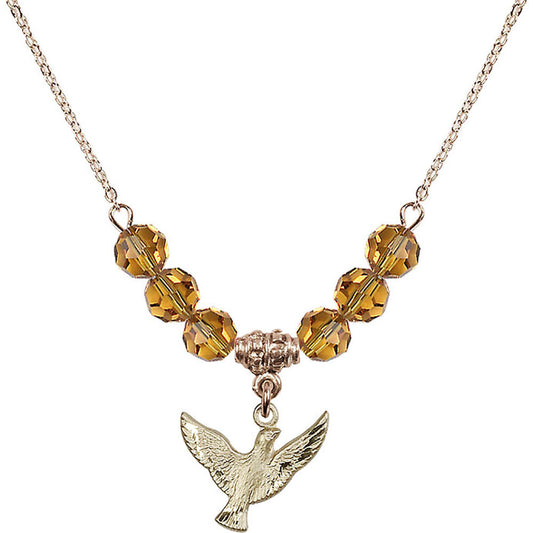 14kt Gold Filled Holy Spirit Birthstone Necklace with Topaz Beads - 5912