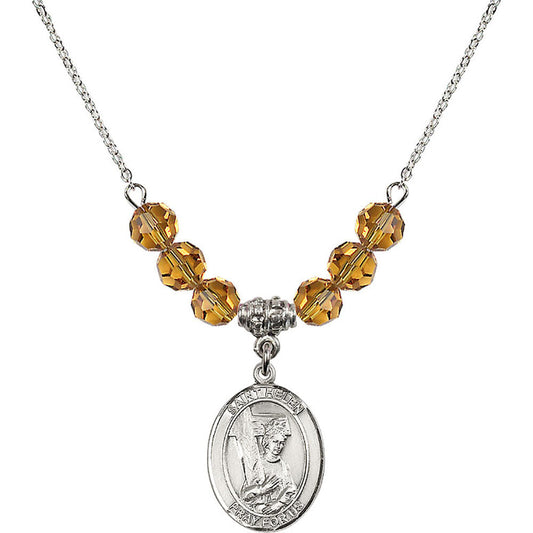 Sterling Silver Saint Helen Birthstone Necklace with Topaz Beads - 8043