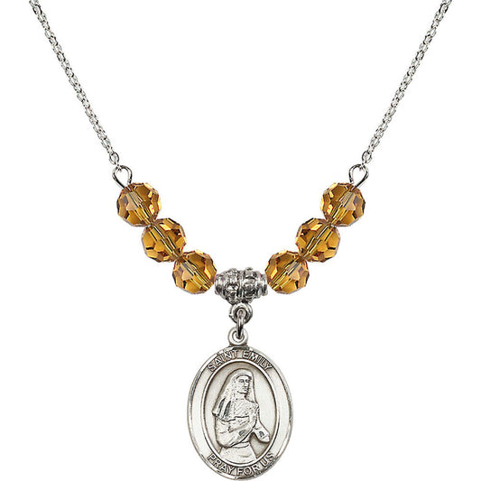 Sterling Silver Saint Emily de Vialar Birthstone Necklace with Topaz Beads - 8047