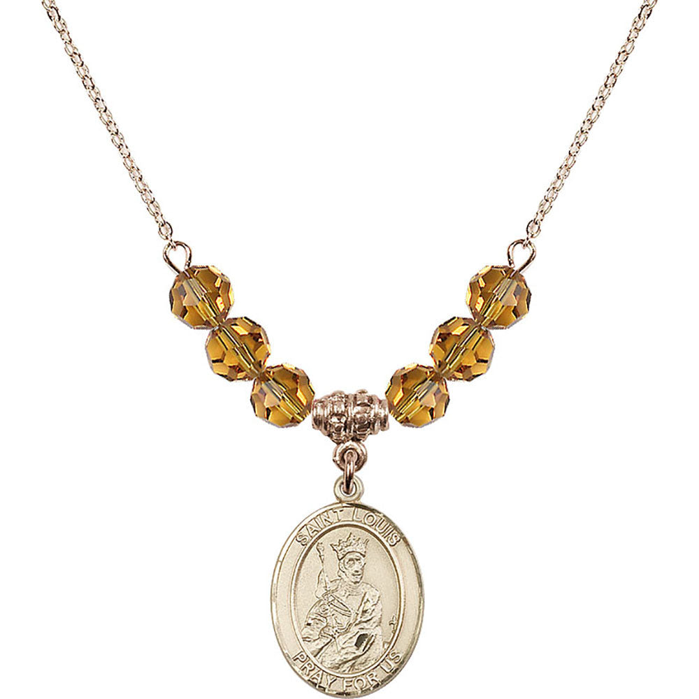 14kt Gold Filled Saint Louis Birthstone Necklace with Topaz Beads - 8081