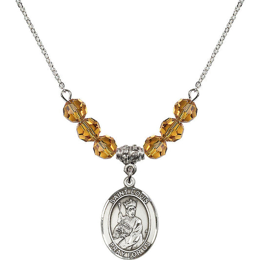 Sterling Silver Saint Louis Birthstone Necklace with Topaz Beads - 8081