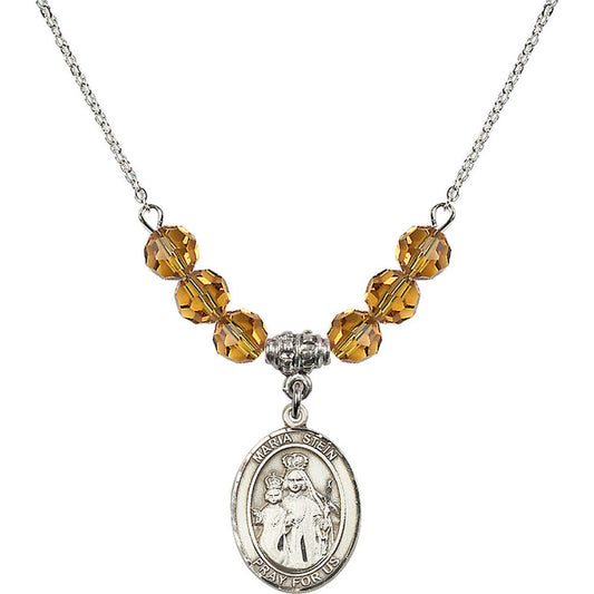 Sterling Silver Maria Stein Birthstone Necklace with Topaz Beads - 8133