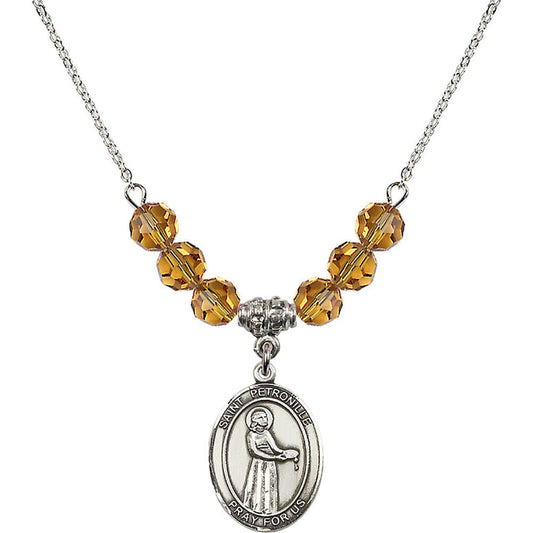 Sterling Silver Saint Petronille Birthstone Necklace with Topaz Beads - 8209