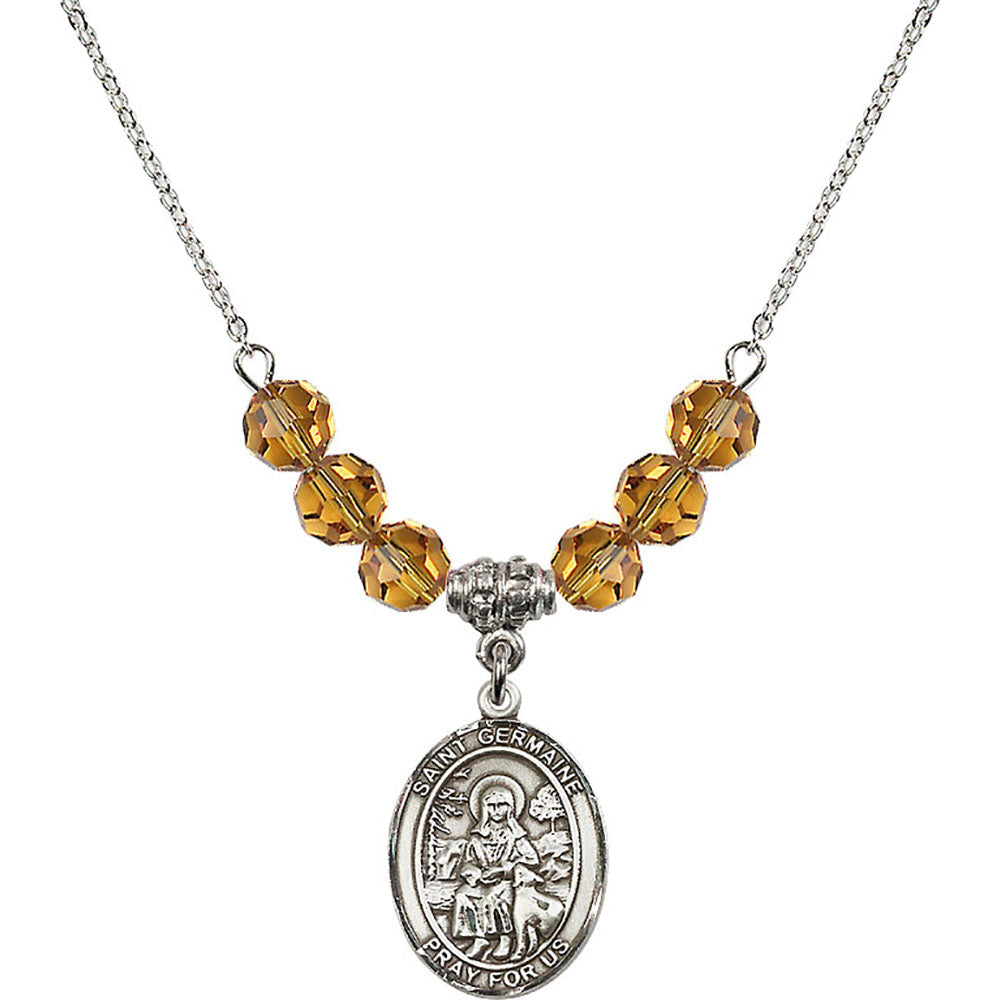 Sterling Silver Saint Germaine Cousin Birthstone Necklace with Topaz Beads - 8211
