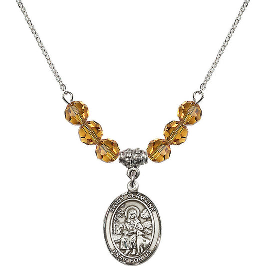 Sterling Silver Saint Germaine Cousin Birthstone Necklace with Topaz Beads - 8211