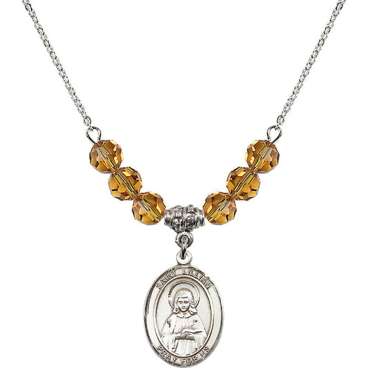 Sterling Silver Saint Lillian Birthstone Necklace with Topaz Beads - 8226