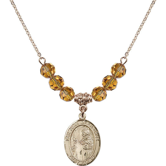 14kt Gold Filled San Juan de la Cruz Birthstone Necklace with Topaz Beads - 8232