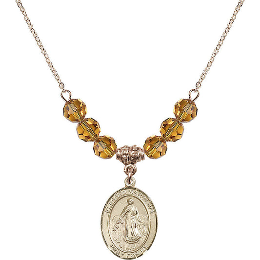 14kt Gold Filled Blessed Karolina Kozkowna Birthstone Necklace with Topaz Beads - 8283