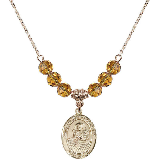 14kt Gold Filled Saint Lidwina of Schiedam Birthstone Necklace with Topaz Beads - 8297