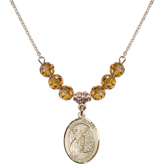 14kt Gold Filled Saint Fiacre Birthstone Necklace with Topaz Beads - 8298