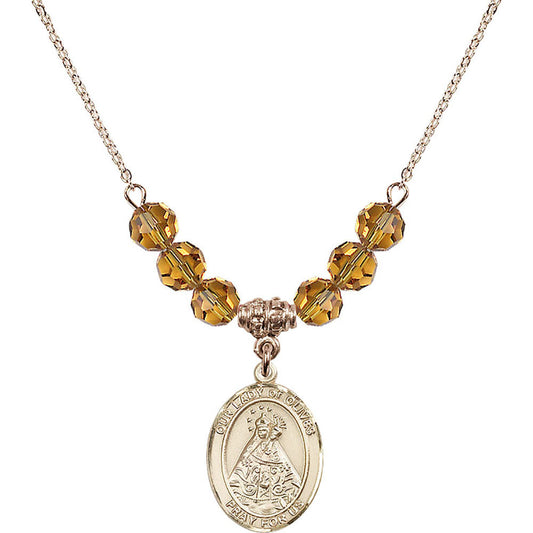 14kt Gold Filled Our Lady of Olives Birthstone Necklace with Topaz Beads - 8303