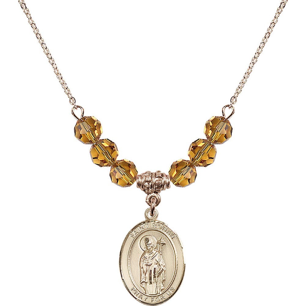 14kt Gold Filled Saint Ronan Birthstone Necklace with Topaz Beads - 8315