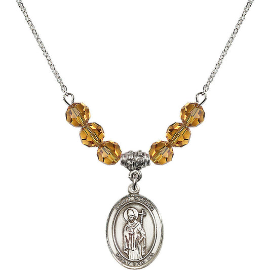 Sterling Silver Saint Ronan Birthstone Necklace with Topaz Beads - 8315