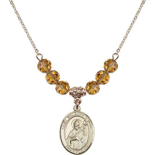 14kt Gold Filled Saint Malachy O'More Birthstone Necklace with Topaz Beads - 8316
